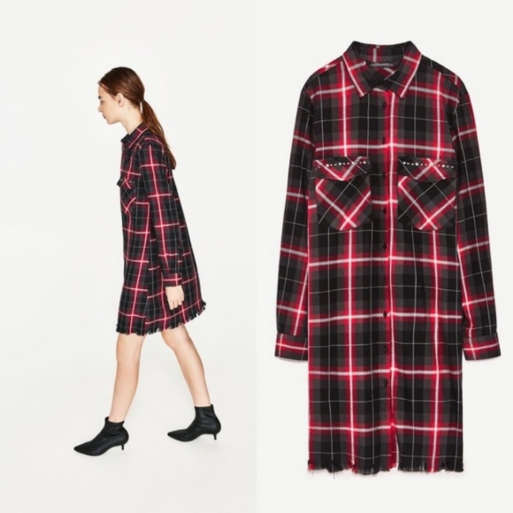 Zara Woman Plaid Shirt Dress - Picture 3 of 8